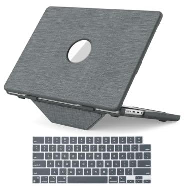 Imagem de Gylint Capa protetora dobrável compatível com MacBook Pro 14 polegadas 2024 2023 2021, capa rígida e capa de teclado de cor correspondente para (M4 M3 M2 M1) A3401 A3112 A2918 A2992 A2779 A2442 cinza