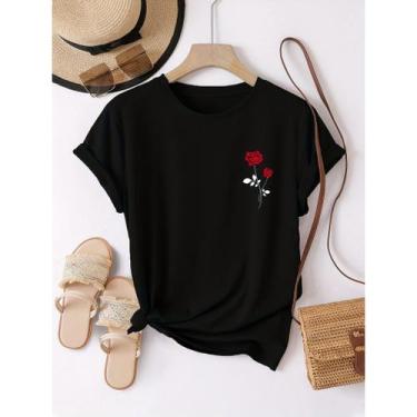 Imagem de Camiseta Feminina T-shirt Botão Rosa Peito 100% Algodão Premium - ALPH
