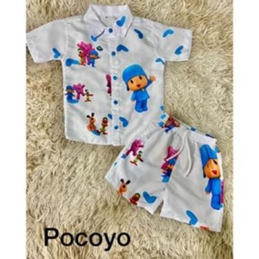 Imagem de Conjunto Menino Mauricinho Temático Pocoyo Branco - EDYNHOKIDS, 03 ANO