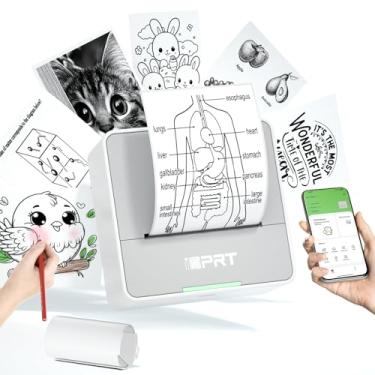Imagem de iDPRT Mini impressora com 1 rolo de papel adesivo, máquina de fazer adesivos portátil de forma eficiente e rápida, impressora térmica para notas de estudo, fotos, faça você mesmo, etiqueta, aplicativo