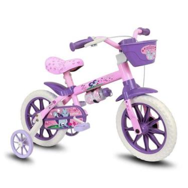 Imagem de Bicicleta Aro 12 Gatinha Com Cestinha E Garrafinha - Nathor, 12, Rosa