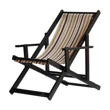 Imagem de Espreguiçadeira Preguiçosa Dobrável Madeira Maciça Envernizada Cor Pre