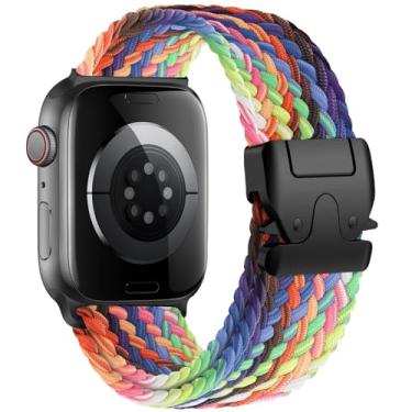 Imagem de Pulseira Trançada de Nylon Estilo Militar Compatível com Apple Watch Ultra 49mm, Series 10/9/8/7/6/5/SE – Correia Ajustável Parachute Strap 41mm 42mm 44mm 45mm 46mm (Pride Edition, 42 44 45 49 S10-46mm)