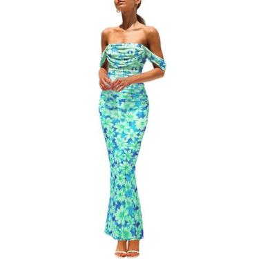 Imagem de Vestido maxi feminino PRETTYGARDEN com decote franzido, verão 2025