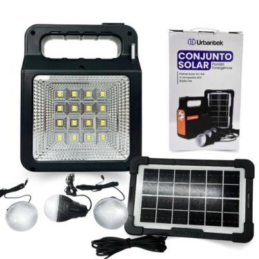 Imagem de Conjunto Solar Portátil de Emergência Com Painel Solar 6V 4W, 3 Lâmpad