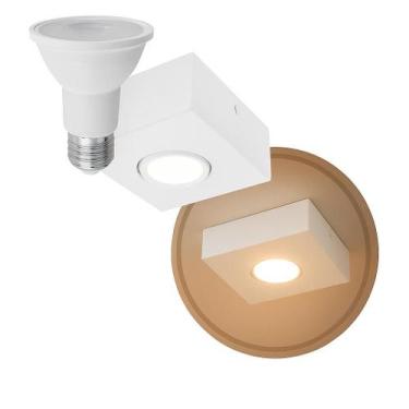 Imagem de Spot Semi Embutido Fast Alumínio Branco + LED PAR20 E27 Br. Quente ST3