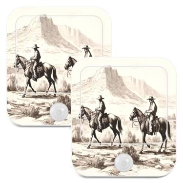Imagem de Kigai Luz Noturna Americana Do Deserto Oeste Selvagem Com Cowboys, Pacote 2 Luzes Led De Parede, Sensor Anoitecer Ao Amanhecer, Branca, Perfeita Para Banheiro, Cozinha, Corredor E Escadas