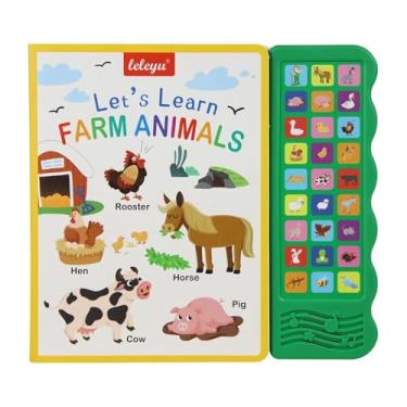 Imagem de simhoa Palavras em inglês, livro de sons, audiolivro interativo, animal, cognitivo, pré-escola para bebês, inglês, iluminação, ouvir e aprender, Animais de Fazenda