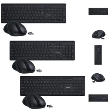 Imagem de Kit 3 Teclado e Mouse Sem Fio Intelbras CSI 50 Preto 2.4GHz ABNT2 Sile