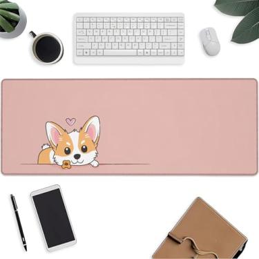Imagem de Mouse pad fofo para cães, tapete de teclado para jogos Corgi rosa, protetor de laptop com base de borracha antiderrapante, tapetes de mouse grandes e estendidos, presentes para mesa, escritório, casa