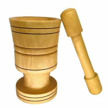 Imagem de Pilão Grande de Madeira Antigo Socador Amassador Rústico - RS Vale