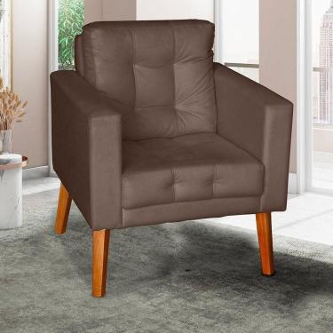 Imagem de Sofá/poltrona/cadeira Decorativa Glamour Dubai Com Pés Em Madeira Marrom