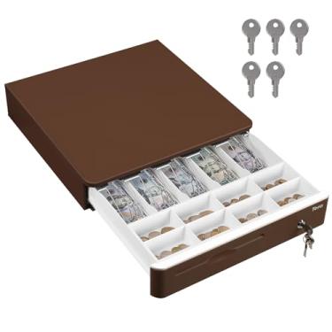 Imagem de Tera Gaveta de dinheiro SAFE40.6 cm: com micro interruptor bandeja de inserção resistente aberta automática 5 notas 8 moedas para sistema POS bandeja de dinheiro removível slot de mídia 24V RJ12