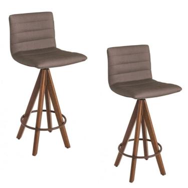 Imagem de Kit 2 Banquetas Gourmet Giratória Nubia Marrom Camurça