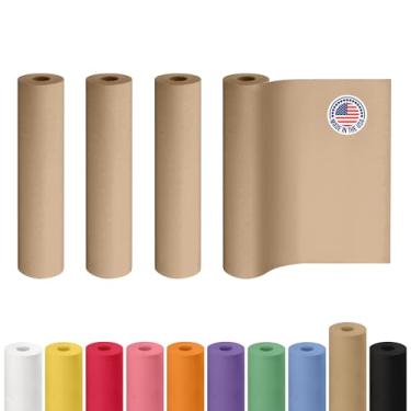 Imagem de Rolo de papel marrom 61 cm x 3048 cm (30 m), pacote com 4 - rolo de papel kraft grosso feito nos EUA 22,7 kg de espessura para embalagem, envio e artesanato/artes - Material de embrulho 100% natural