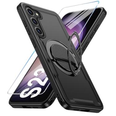 Imagem de Yimer Capa para Samsung Galaxy S23 compatível com Mag-Safe, suporte de anel giratório 360, capa com suporte magnético, capa de telefone à prova de choque de grau militar, com protetor de tela, TPU e