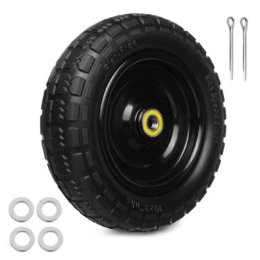 Imagem de Pneus de borracha sólida de 33 cm, sem pneu de 4,00 a 6 com rolamentos de 5/20.3 cm, cubo deslocado de 5,5 cm para carrinho de jardim GOR, carrinho de mão, carrinhos, caminhões manuais e reboques de