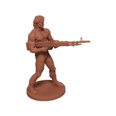 Imagem de Evil Genius Gaming Cinematic Adventure: Rambo Miniature - RPG Accessory, Evil Genius Games, This Officially Licensed Rambo Miniature Stands 32mm Tall, Made from PV, Unpainted Figure , Grey