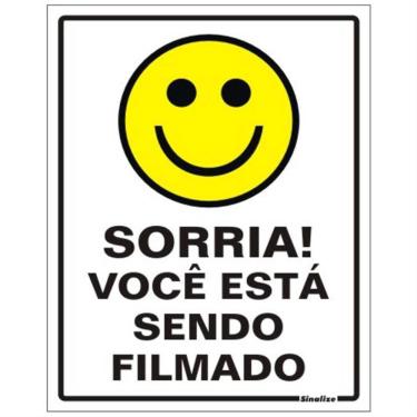 Imagem de Placa de Poliestireno Auto-Adesiva 20x15cm Sorria Você Esta Sendo Filmado - 220 AJ - SINALIZE