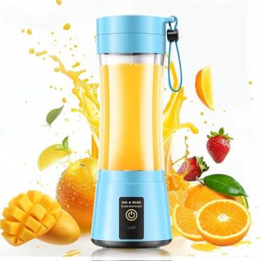 Imagem de Liquidificador portátil para smoothies e shakes - liquidificador pessoal com copo de viagem de 340 g, sem batidas, 6 lâminas de aço inoxidável, espremido recentemente para escritório/piquenique