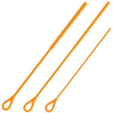 Imagem de 3un. Conjunto Escovas Limpar Canudos Silicone, Ferramenta Limpeza Canudos Extra Longa Reutilizável com Acessórios Limpeza Múltiplos Tamanhos 3mm 6mm 9mm para Stanley Copo (Laranja)