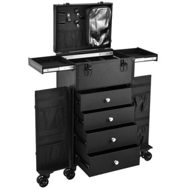 Imagem de Estojo de maquiagem rolante Joligrace Professional com 4 gavetas preto