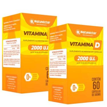 Imagem de Combo 2 Vitamina D 2000ui 60 Cápsulas Cada Natunéctar 