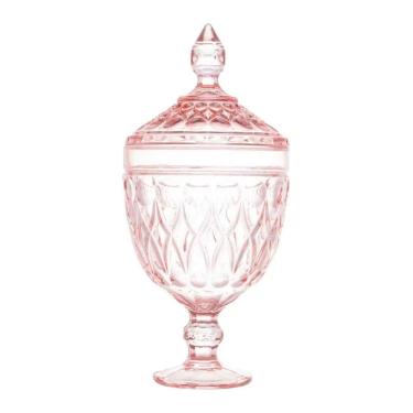 Imagem de Potiche Bomboniere Com Tampa E Pé Cristal Angel Wolff Rosê