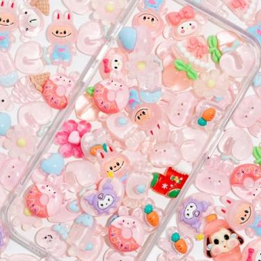 Imagem de Decoden Berloques de resina kawaii, 100 peças, misturados para artesanato, cabochão para projetos de bricolage, berloque de geleca, arte de resina, scrapbooking, capa de telefone e acessórios (rosa