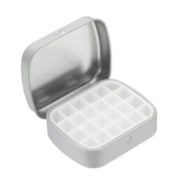 Imagem de PATIKIL Mini caixa de lata de tinta de 24 poços, mini caixa de paleta de estanho de aquarela vazia para viagem, armazenamento portátil de tinta de metal para tinta a óleo acrílica guache, cinza