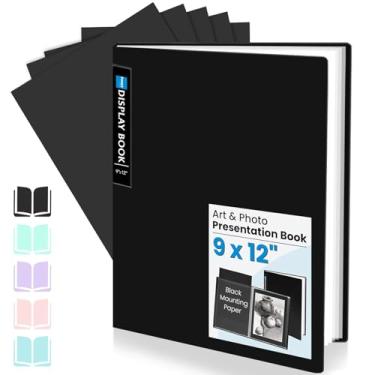 Imagem de Sooez Portfólio de arte 22 x 30 cm, 30 bolsos com 30 papéis pretos, fichário com mangas de plástico, exibição de 60 páginas, livro de apresentação para obras de arte, pastas para escritório e escola