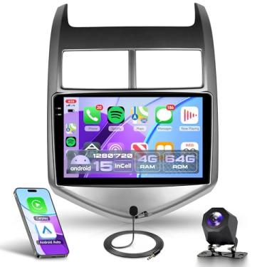 Imagem de Rádio veicular 4 núcleos 4G + 64G Android 15 para Chevy Sonic Aveo 2011-2015, Rimoody Car Stereo Wireless Carplay Andorid Auto Mirror Link 22 polegadas Tela INCELL GPS WiFi Bluetooth 5.0 FM/RDS EQ-32