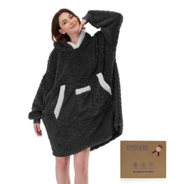 Imagem de KAWAHOME Cobertor com capuz com estampa 3D para mulheres e homens, moletom fofo aconchegante, presentes de aniversário para mamãe namorada, hexágono - cinza escuro