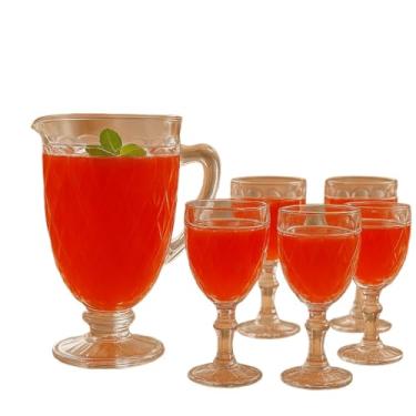 Imagem de Conjunto Diamond de Jarra e 6 Taças de Vidro 340ml – Design em Formato de Diamante, Elegância e Sofisticação para Servir Vinhos e Bebidas (Jarra + 06 unid Taças)