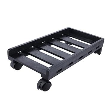 Imagem de Suporte de CPU para PC, suporte de torre de PC, suporte de radiador de CPU de chão, estrutura de rolamento com quatro rodas traváveis, suporte branco/preto (cor: preto)