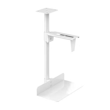 Imagem de Suporte de PC com pintura metálica suporte para CPU embaixo da mesa suporte de PC pendurado com giro de 360° suporte de CPU ajustável resistente, suporte preto/branco (cor: ouro)