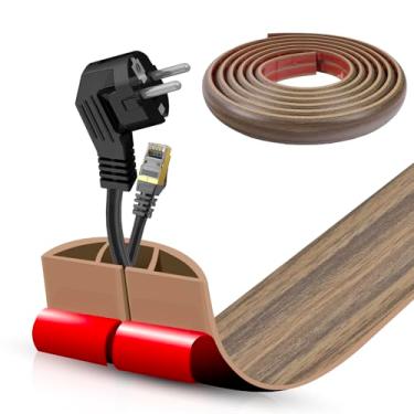 Imagem de Escondedor autoadesivo para cabo de piso, gerenciamento de cabos de 3 m, protetor de faixa de extensão para fios, evita viagens de cabos para escritórios, academias, exposições. Cavidade: 1,2 cm (L) x