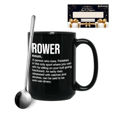 Imagem de Caneca de café para remo 425 g preta - definição de rower - definições de rower amantes do esporte jogo atleta amante do lago barcos corrida