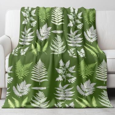 Imagem de Cobertor de folhas verdes, flanela macia, aconchegante, botânica, para adultos, crianças, mulheres, meninas, cobertor decorativo de samambaia, flores silvestres, para cama, sofá, sala de estar