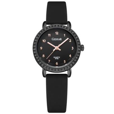 Imagem de Relógio feminino de quartzo, bisel de strass de cristal, mostrador analógico à prova d'água, várias cores, silicone, geléia, casual, relógio de pulso para enfermeiras, G708-preto, Casual