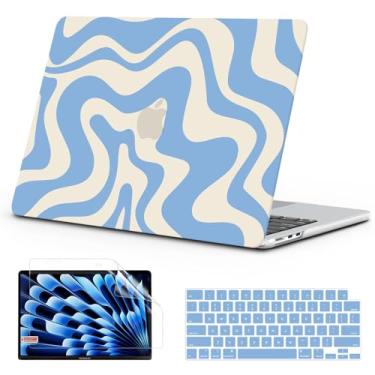 Imagem de B BELK Capa compatível com MacBook Air de 15 polegadas 2025 2024 2023 M4 M3 M2 A3241 A3114 A2941, capa rígida de plástico protetor resistente + capa de teclado + protetor de tela para Mac Air de 15