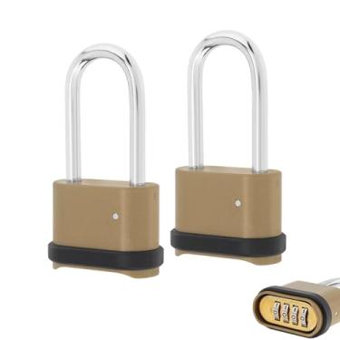 Imagem de HOJLKLD Cadeado de combinação de 4 dígitos, cadeado de combinação resistente com 6 cm de comprimento cadeado impermeável para portão, quintal, cerca, escola (2)