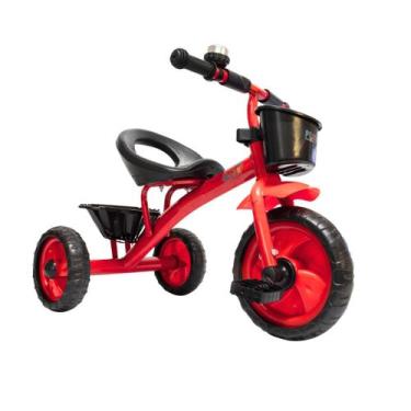 Imagem de Triciclo Infantil Vermelho 3 Rodas Motoca Cesta Buzina - PlayDuc
