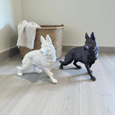 Imagem de Kit com 2 Miniaturas de Pastor Alemão - Estátua de Cachorro Decorativo