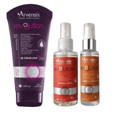 Imagem de Kit Arvensis Revolution Bb Cream Hair + Queratina + Serum