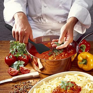 Imagem de Espátula de silicone, 250 °C, resistente ao calor, espátulas de cozinha de borracha antiaderente para cozinhar, assar e misturar, ferramentas versáteis com núcleo de aço inoxidável forte (G, preto)