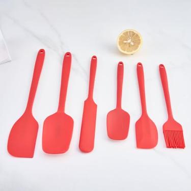 Imagem de Conjunto de 6 espátulas de silicone, espátulas de borracha de grau alimentício para assar