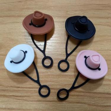Imagem de 4 tampas de palha multicoloridas para canudos de 10 mm, silicone de grau alimentício, jeans fofo, decorativo reutilizável, ideal para uso doméstico e externo, multicolorido 2