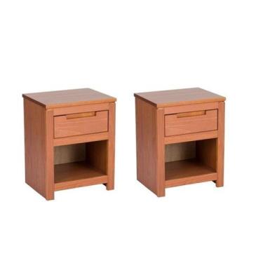Imagem de Kit com 2 Mesas de Cabeceira 2 Gavetas 2 Nichos Madeira Maciça Madma -