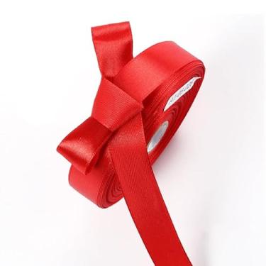 Imagem de Fitas sólidas de fita de cetim vermelha de 1,5 cm x 50 metros para embrulho de presente, artesanato, fabricação de laços, casamento, festa, decoração de eventos